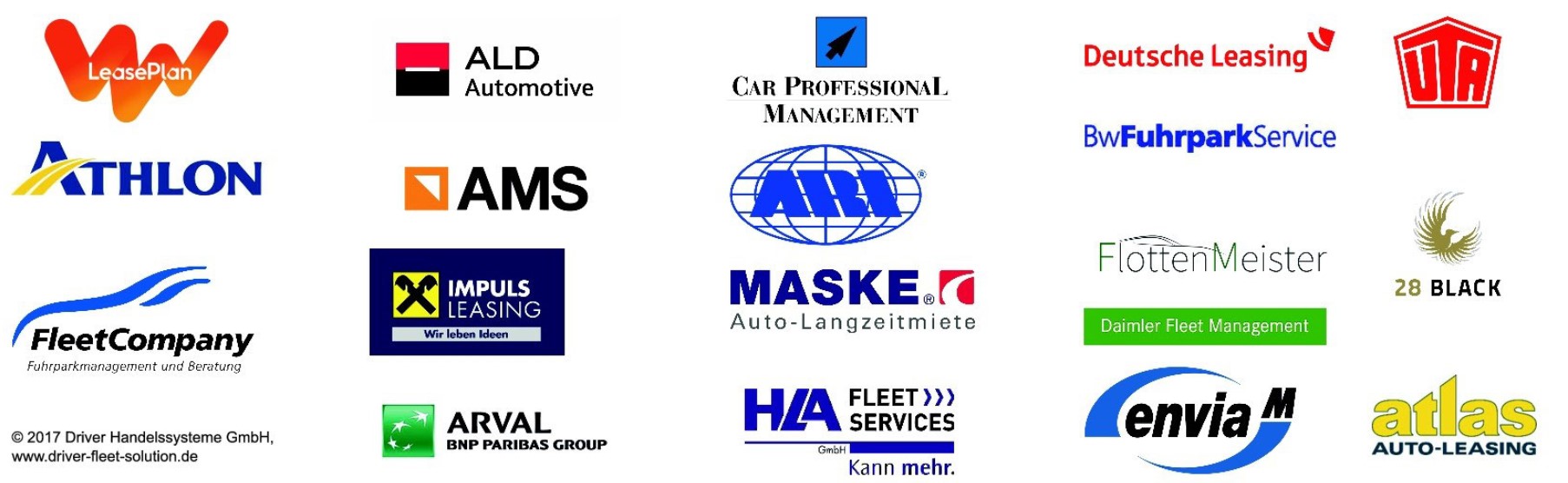 Wir sind autorisierter Servicepartner u.a. dieser Leasinggesellschaften und Flotten.